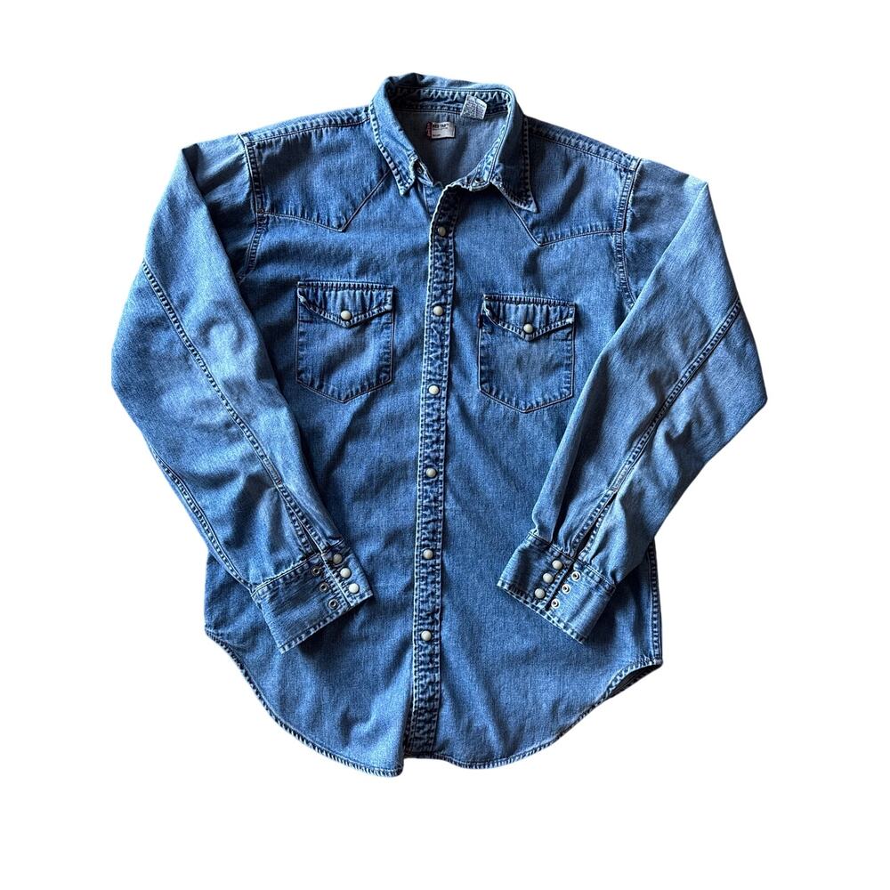 Levi’s Red Tab Medium Denim Pearl Snap Western Trucker Shirt